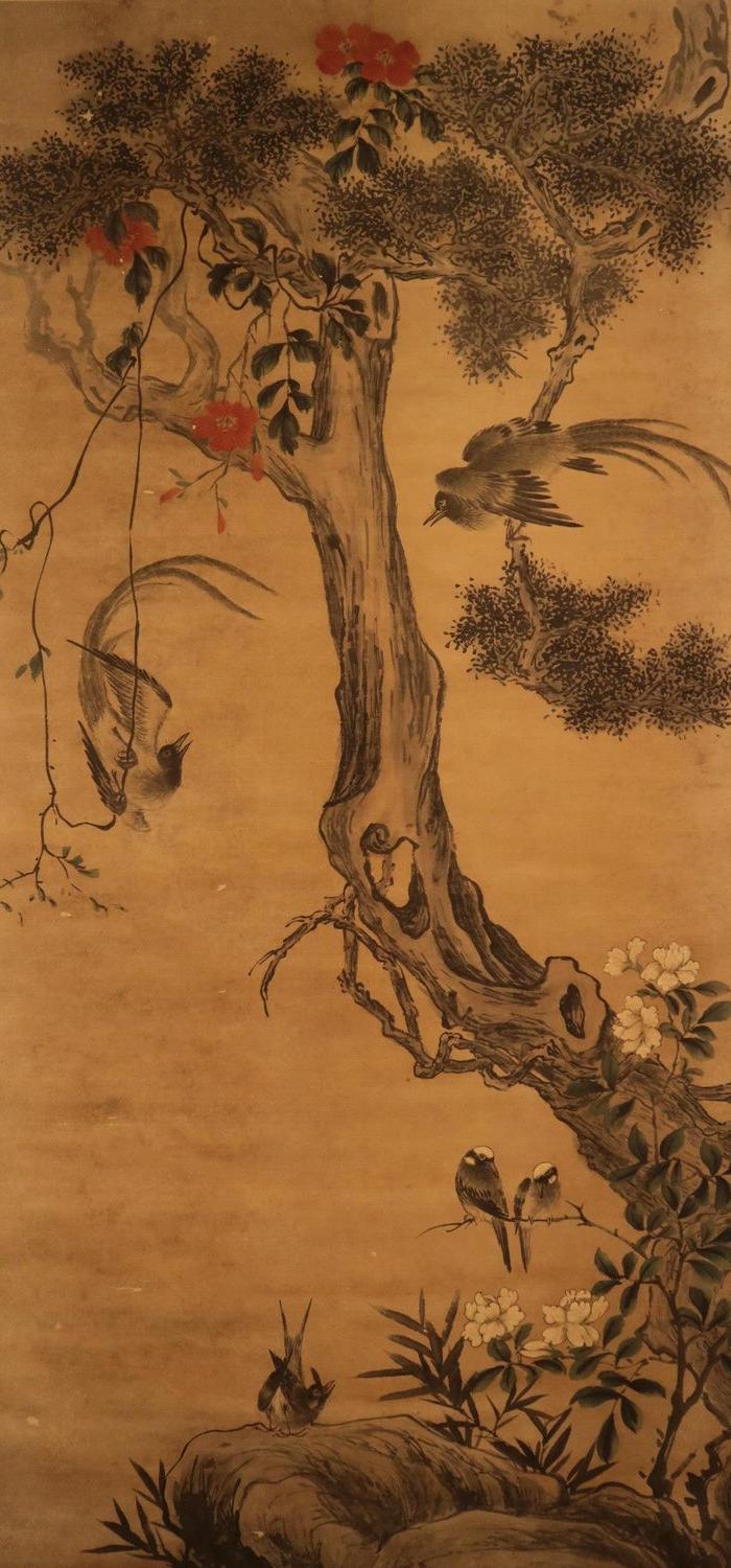 新罗山人花鸟立轴