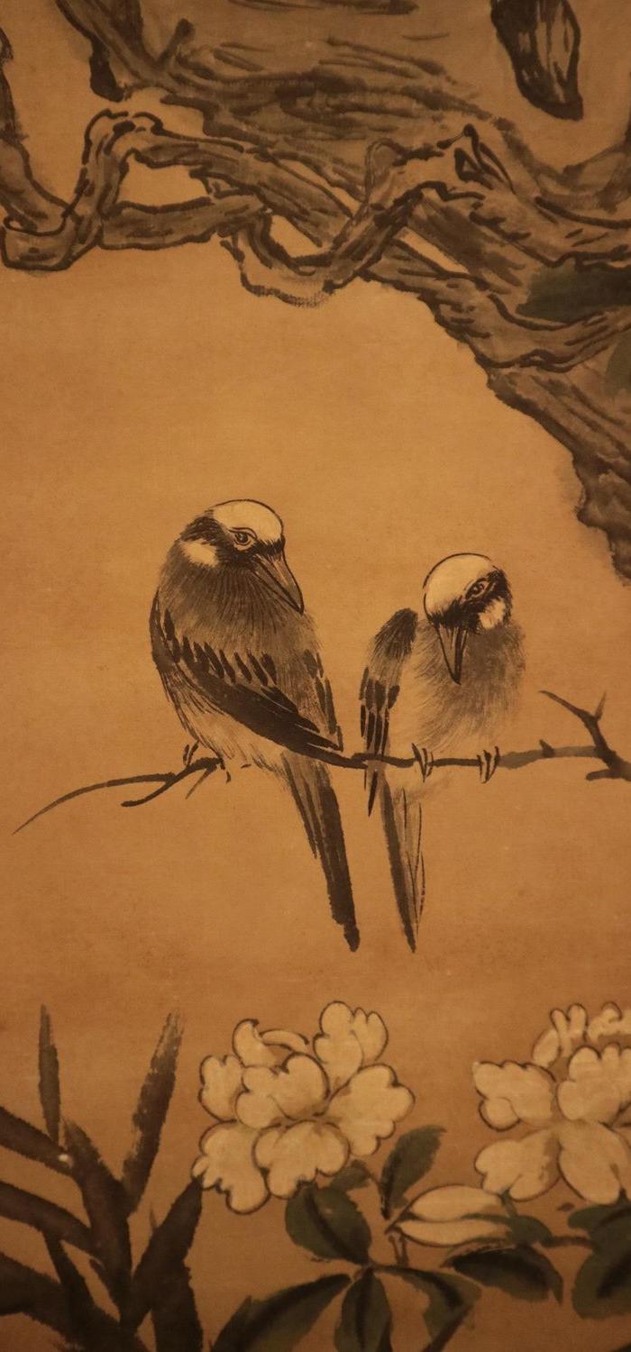 新罗山人花鸟立轴