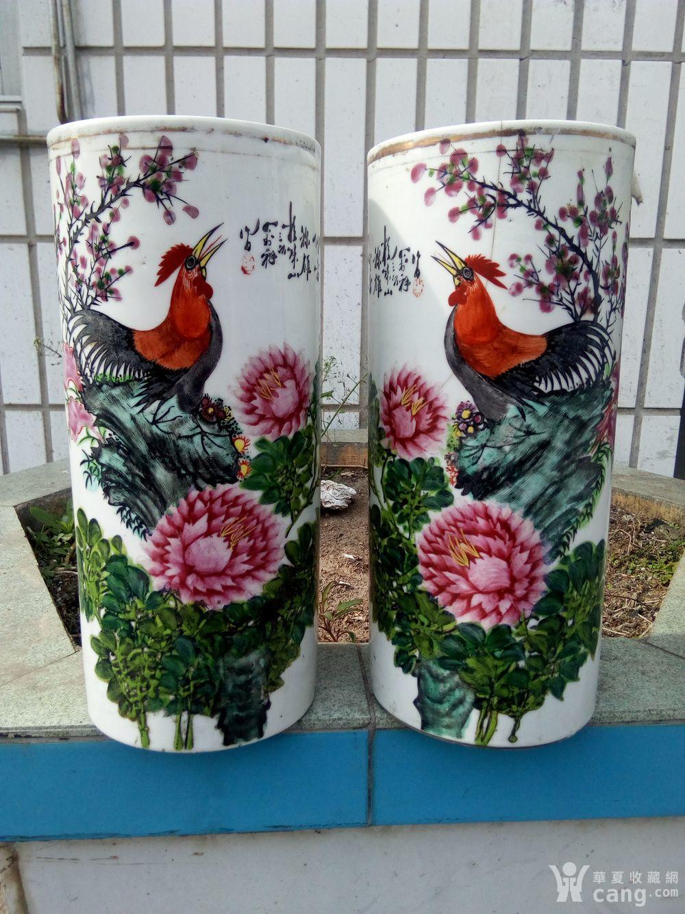 瓷器 民国 民国油彩帽筒一对藏品描述 藏品展示 报价记录 服务保障