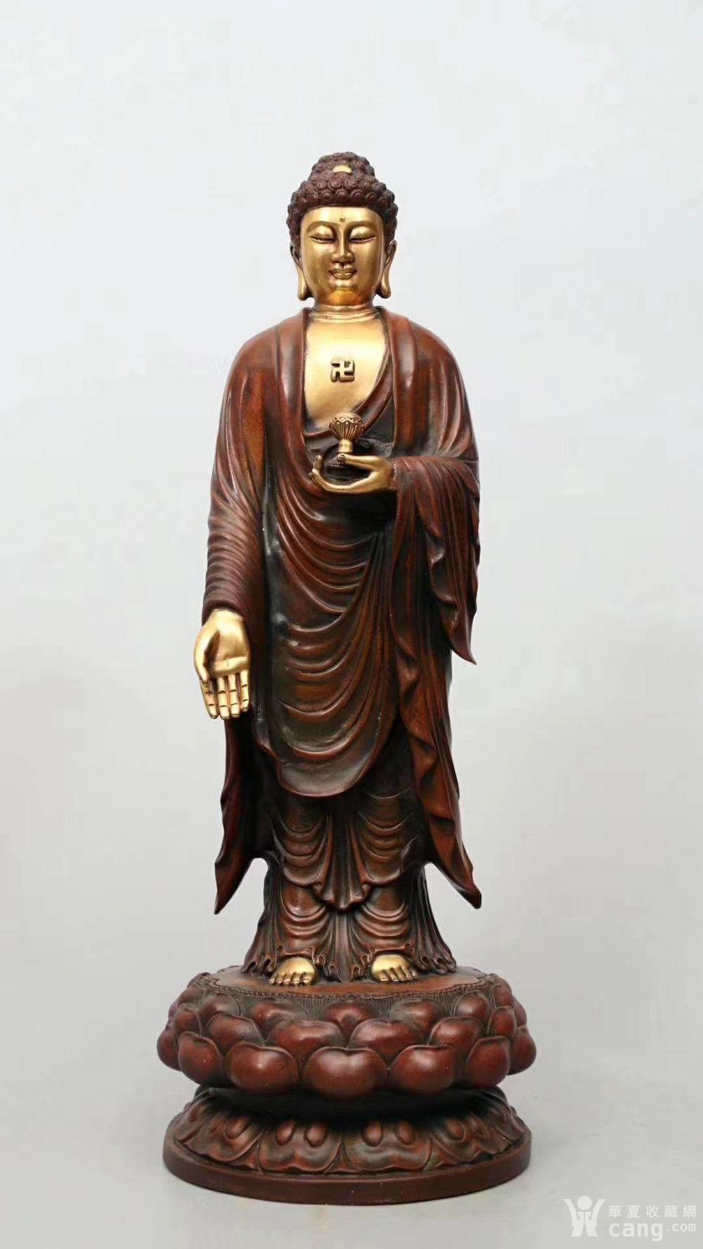 紫铜鎏金三圣佛站像